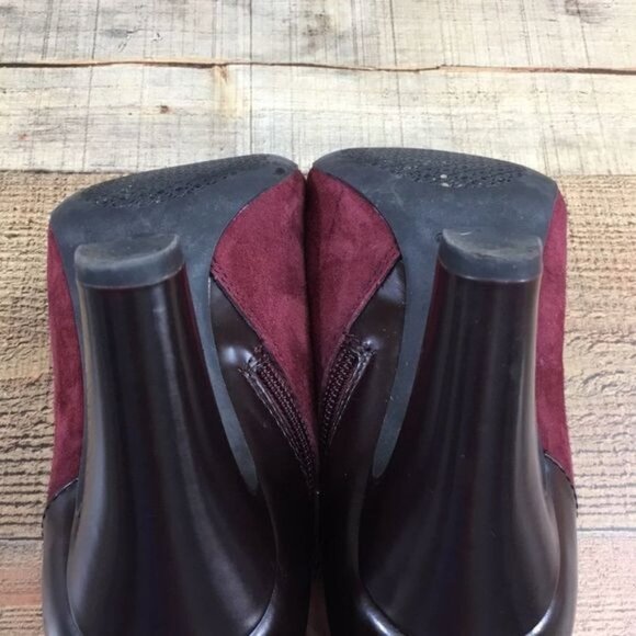 Geox‎ Respira Red Black Brick Suede Glimmer Pumps Ankle Booties Womens 38.5 8.5 - Picture 14 of 15